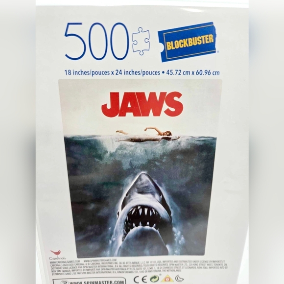 Jaws Movie 500-Piece Puzzle in Plastic Retro Blockbuster VHS Video Case - Picture 4 of 10